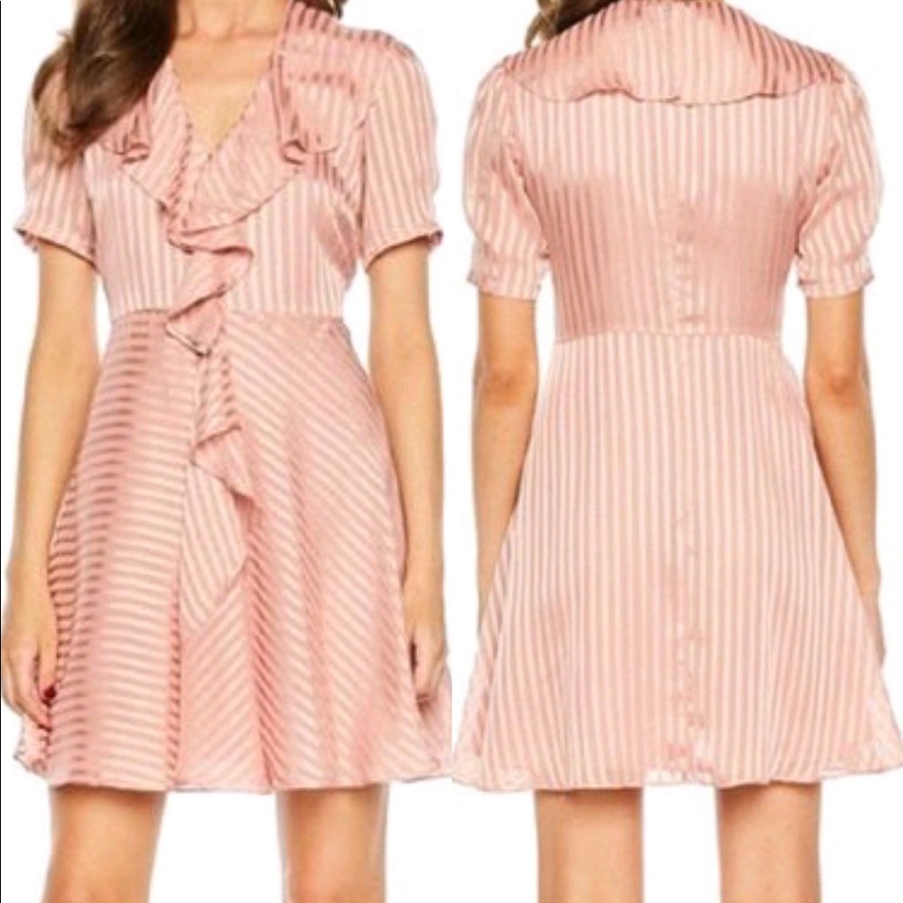 Bardot Pink Frill Ruffle Dress
